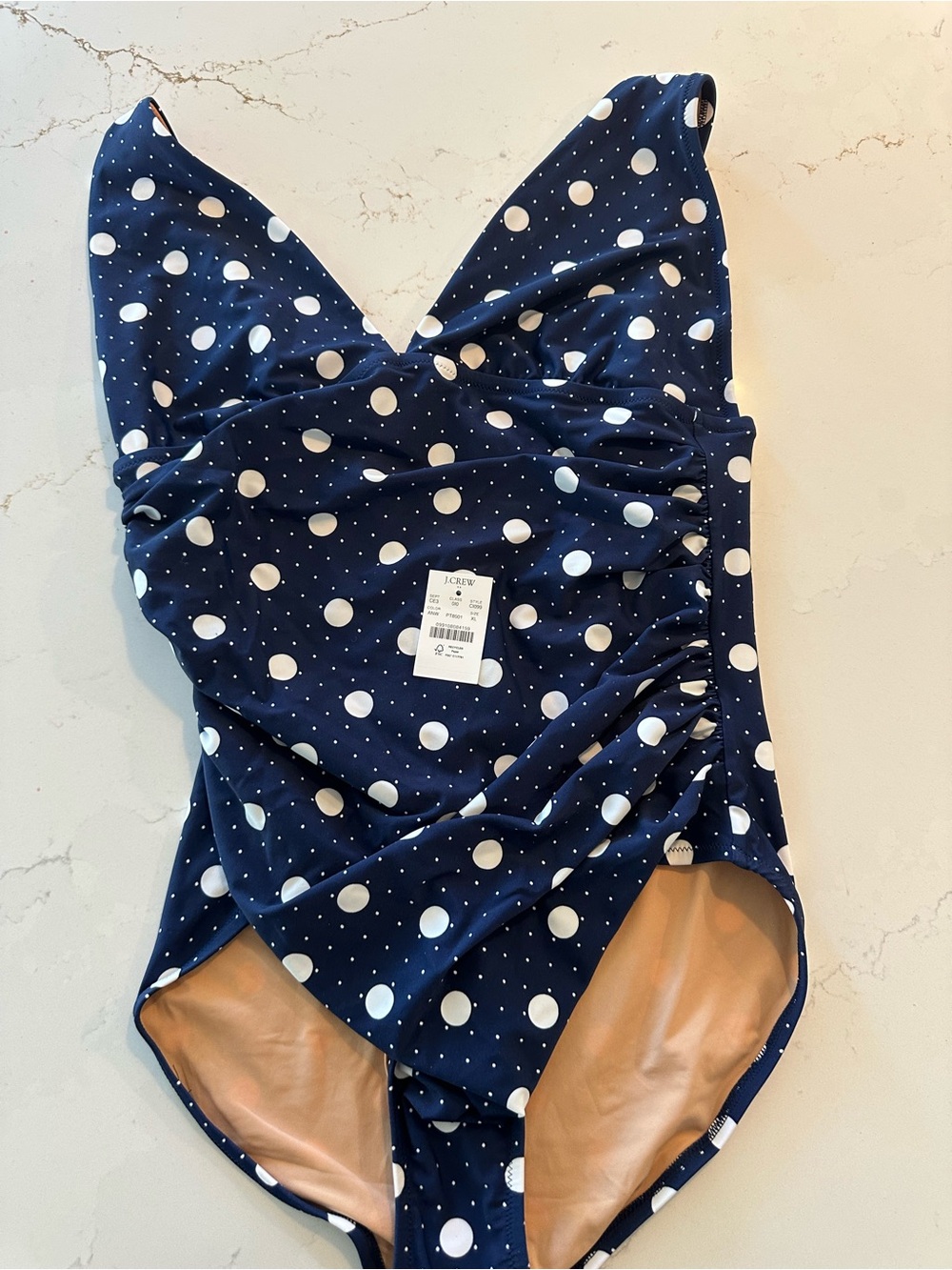 J. Crew woman’s ' Navy Polka Dot One-Piece Swimsuit size xl